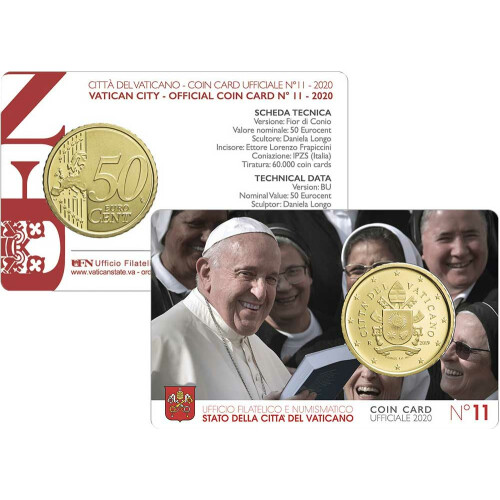 50 cent Coincard Vatikan 2020 - Franziskus - Nr. 11