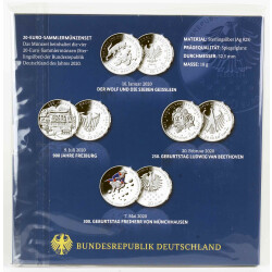 4 x 20 Euro Gedenkmünzen Deutschland 2020 Silber PP...