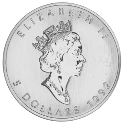 1 Unze Silber Maple Leaf 1992