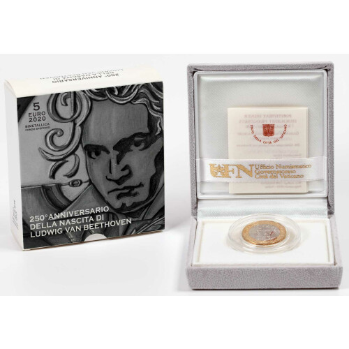 5 Euro Gedenkmünze Vatikan 2020 PP - Beethoven - im Etui