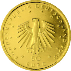 50 Euro Goldmünze Deutschland 2020 - "Orchesterhorn" - Serie: Musikinstrumente - G Karlsruhe