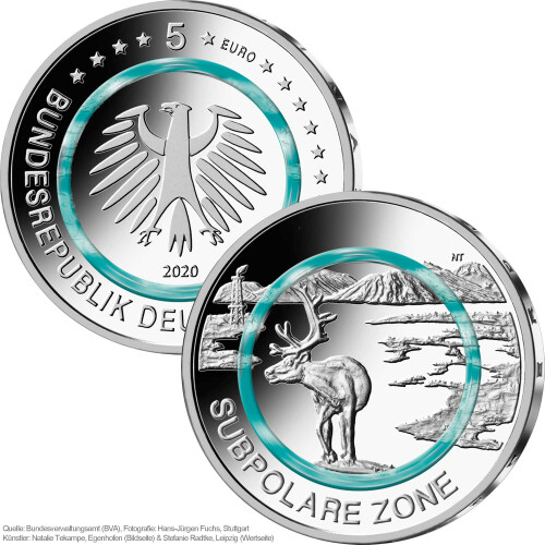 5 Euro Gedenkmünze Deutschland 2020 bfr. - Subpolare Zone