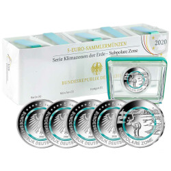 5 x 5 Euro Gedenkmünze Deutschland 2020 PP - Subpolare Zone - A D F G J