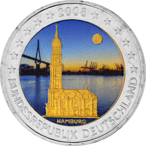 2 Euro Gedenkmünze Deutschland 2008 bfr. - Michel - coloriert