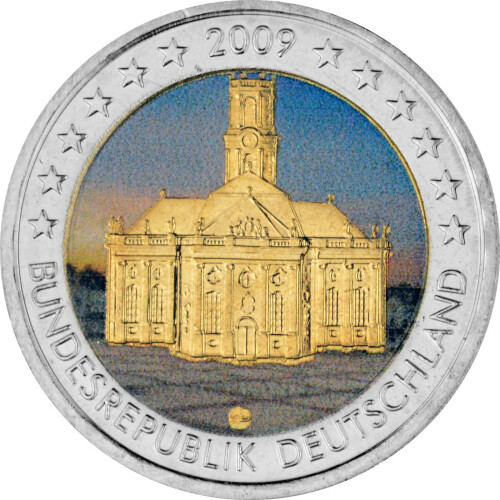 2 Euro Deutschland 2009 - Ludwigskirche - coloriert / mit Farbe
