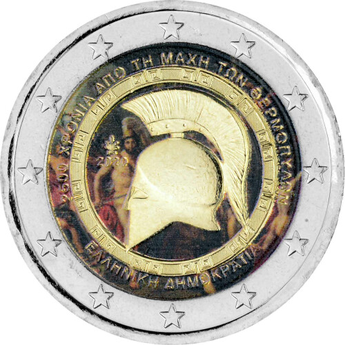 2 Euro Griechenland 2020 - Thermopylen - coloriert / mit Farbe