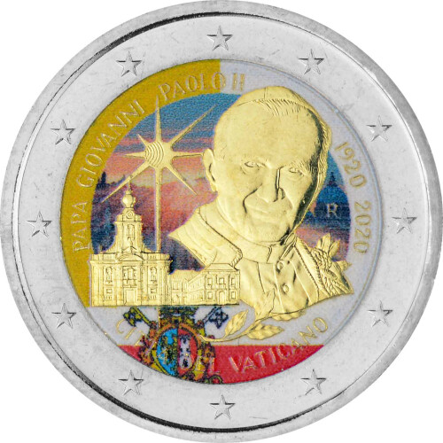 2 Euro Gedenkmünze Vatikan 2020 st - Papst Johannes Paul II. - coloriert