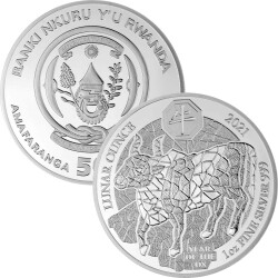 50 Francs Ruanda 2021 - 1 Unze Silber BU - Lunar: Jahr...
