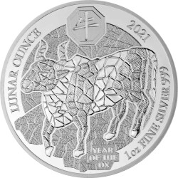 50 Francs Ruanda 2021 - 1 Unze Silber BU - Lunar: Jahr...