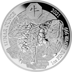 50 Francs Ruanda 2021 - 1 Unze Silber PP - Lunar: Jahr...