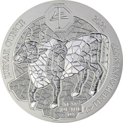 100 Francs Ruanda 2021 - 1 Unze Platin BU - Lunar: Jahr...