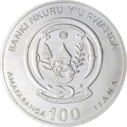 100 Francs Ruanda 2021 - 1 Unze Platin BU - Lunar: Jahr des Ochsen