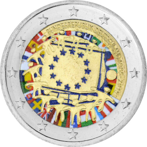 2 Euro Gedenkmünze Deutschland 2015 - 30 Jahre EU-Flagge - coloriert (J)