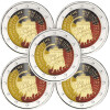 5 x 2 Euro Gedenkmünze Deutschland 2015 bfr. - 25 Jahre Einheit - coloriert - ADFGJ
