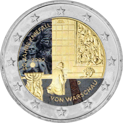 2 Euro Gedenkmünze Deutschland 2020 bfr. - Kniefall von Warschau (F) - coloriert