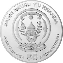 50 Francs Ruanda 2021 - 1 Unze Silber BU - African Ounce: Okapi