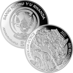 50 Francs Ruanda 2021 - 1 Unze Silber PP - African Ounce:...