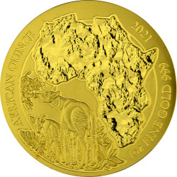 100 Francs Ruanda 2021 - 1 Unze Gold st - African Ounce:...