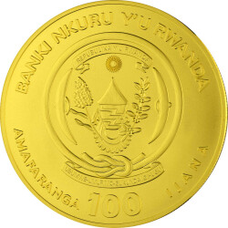 100 Francs Ruanda 2021 - 1 Unze Gold st - African Ounce: Okapi