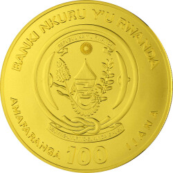 100 Francs Ruanda 2021 - 1 Unze Gold st - African Ounce: Okapi