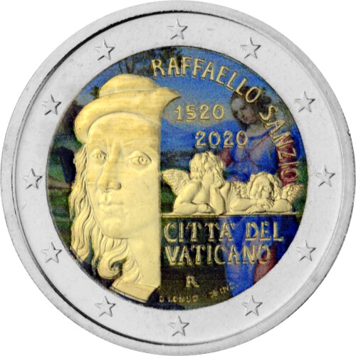 2 Euro Vatikan 2020 - Raffaello Sanzio - coloriert / mit Farbe