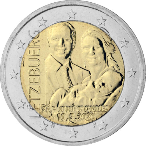 2 Euro Gedenkmünze Luxemburg 2020 bfr. - Geburt von Prinz Charles (Reflief-Variante)