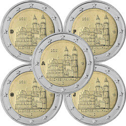 5 x 2 Euro Gedenkm&uuml;nze Deutschland 2021 bfr. -...