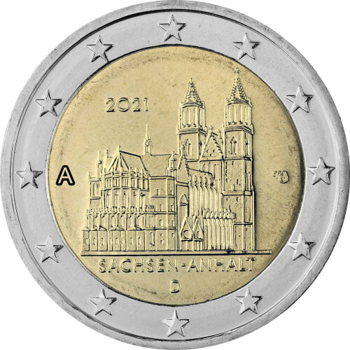 2 Euro Gedenkmünze Deutschland 2021 bfr. - Magdeburger Dom (A)