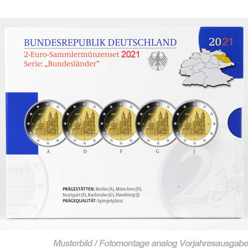 2 Euro Gedenkmünze Deutschland 2021 PP - Magdeburger Dom - im Blister