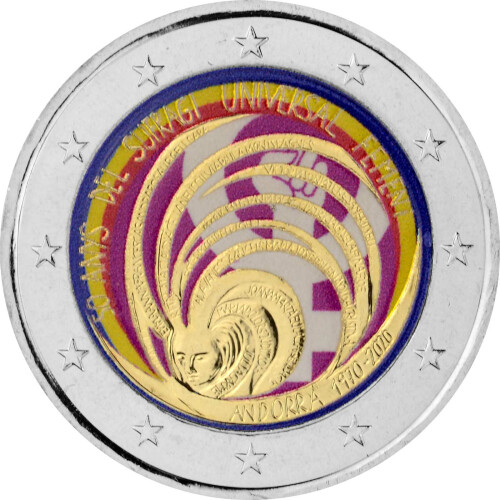 2 Euro Andorra 2020 - Frauenwahlrecht - coloriert / mit Farbe