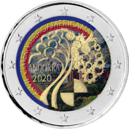 2 Euro Andorra 2020 - Iberoamerikanisches Gipfeltreffen - coloriert / mit Farbe