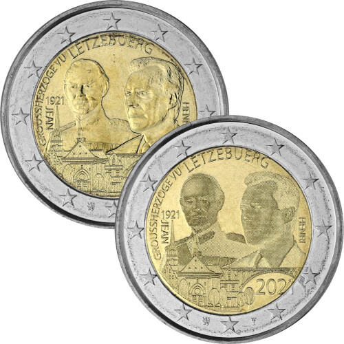 2 Euro Gedenkmünze Luxemburg 2021 bfr. - 100. Geburtstag Jean (Variante egal)