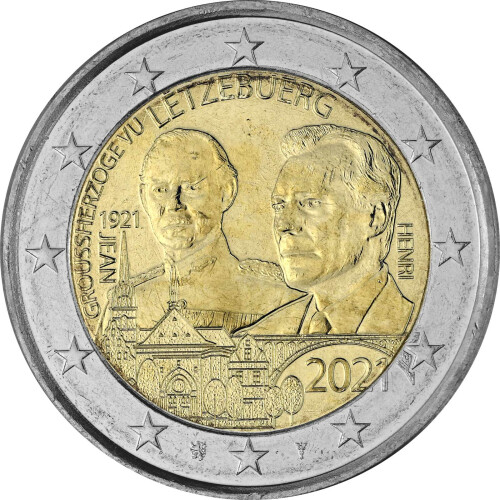 2 Euro Gedenkmünze Luxemburg 2021 bfr. - 100. Geburtstag Jean (Relief-Variante)