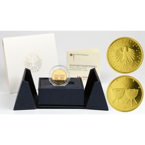 50 Euro Goldmünze Deutschland 2021 - "Pauke" - Serie: Musikinstrumente