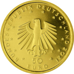 5 x 50 Euro Goldmünze Deutschland 2021 - "Pauke" - Serie: Musikinstrumente - Serie: A D F G J