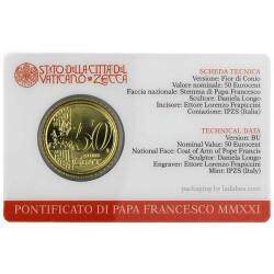 50 cent Coincard Vatikan 2021 - Franziskus - Nr. 12