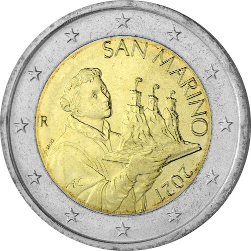 2 Euro Kursmünze San Marino 2021 bankfrisch - Heiliger Marinus