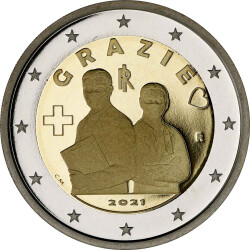 2 Euro Gedenkmünze Italien 2021 PP - Grazie...