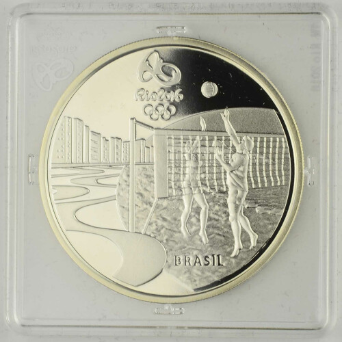 5 Reais Brasilien 2015 Silber PP Olympia Der Chorinho Beachvolleyball