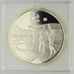 5 Reais Brasilien 2015 Silber PP Olympische Volleyball Forro