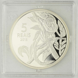 5 Reais Brasilien 2015 Silber PP Olympische Spiele Radsport Löwenkopfäffchen