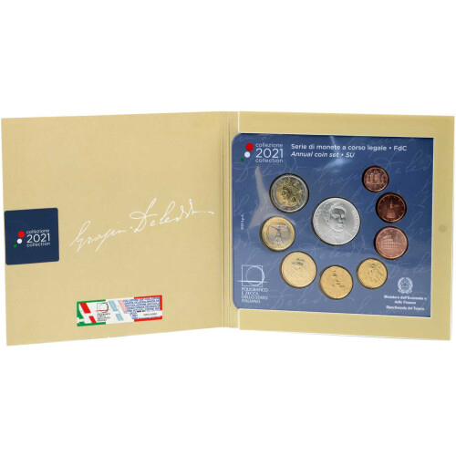 Offizieller KMS Italien 2021 in Stempelglanz (st) inkl. 5 Euro Gedenkmünze