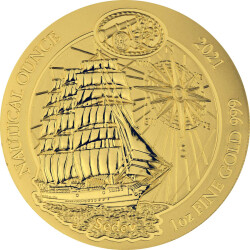 100 Francs Ruanda 2021 - 1 Unze Gold BU - Nautical Ounce:...