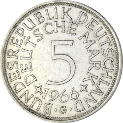 5 DM Kursm&uuml;nze Silberadler 1966 G vz+ -...
