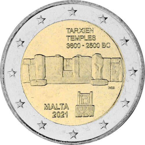 2 Euro Gedenkmünze Malta 2021 bfr. - Tempel von Tarxien