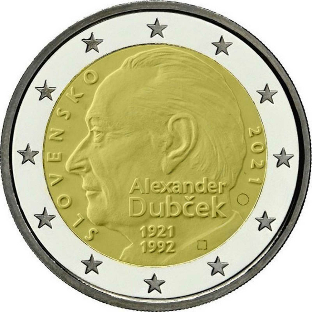 2 Euro Slovaquie 2021 Alexander Dubcek UNC From Bank Roll 