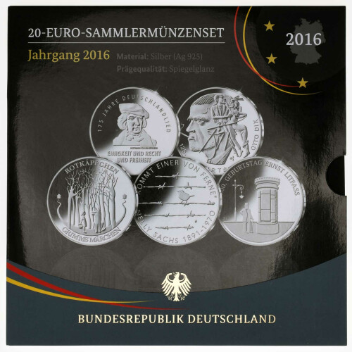 20 Euro Gedenkmünzen-Set Deutschland 2016 Polierte Platte (PP)