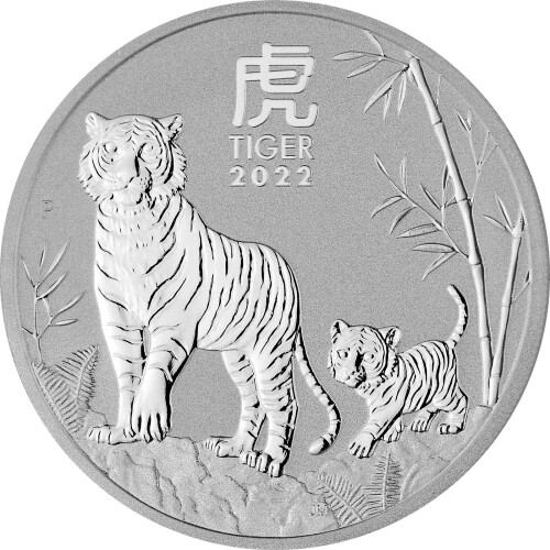 1 Unze Silber Jahr des Tigers BU / Tiger 2022 - Lunar III.-Serie