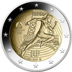 2 Euro Gedenkmünze Frankreich 2021 st - Olympische...