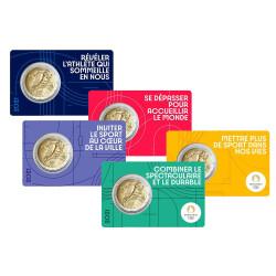 5 x 2 Euro Gedenkm&uuml;nze Frankreich 2021 st -...